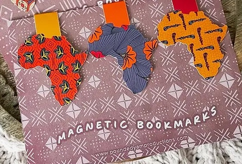 Ankara Print Africa Shaped Magnetic Bookmarks