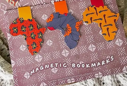 Ankara Print Africa Shaped Magnetic Bookmarks
