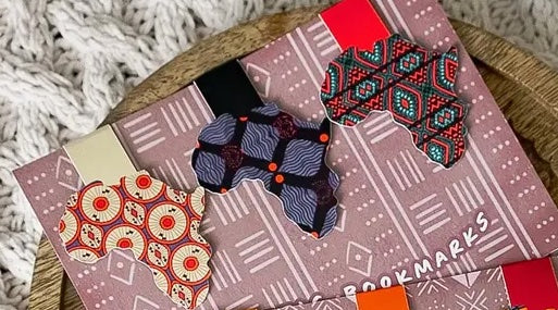 Ankara Print Africa Shaped Magnetic Bookmarks
