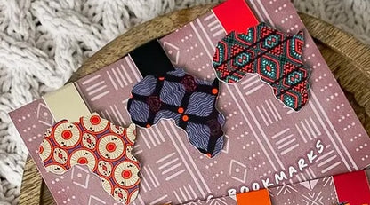 Ankara Print Africa Shaped Magnetic Bookmarks