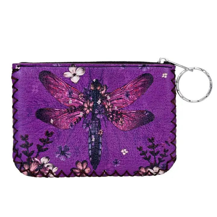 Dragonfly Print Hand Stitch Coin Purse