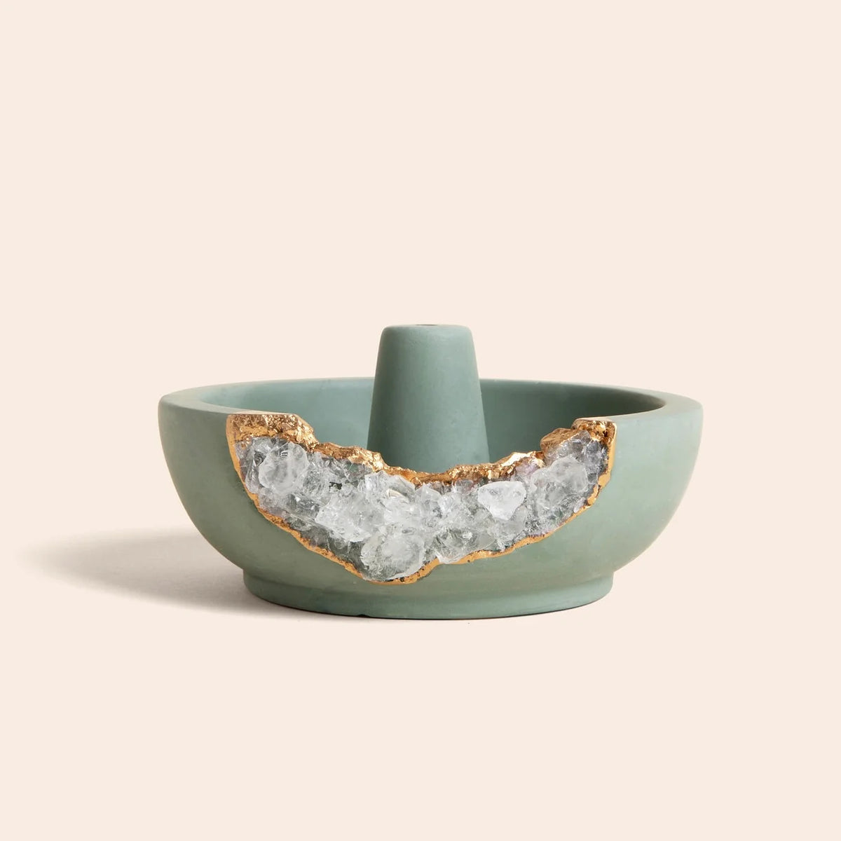 Emerald Green Quartz Geode Incense Holder