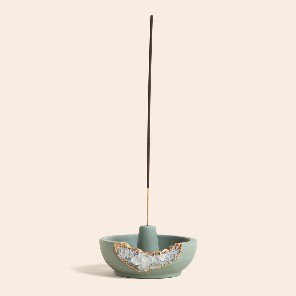 Emerald Green Quartz Geode Incense Holder