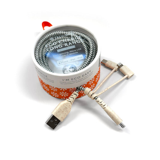 Eco Charge Long Range™ 6' Woven Usb Cable (3 Tip)